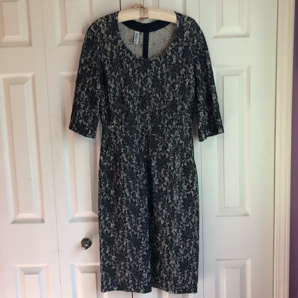 Gregory Parkinson size 8 Gray and Black Patterned Formal Dress